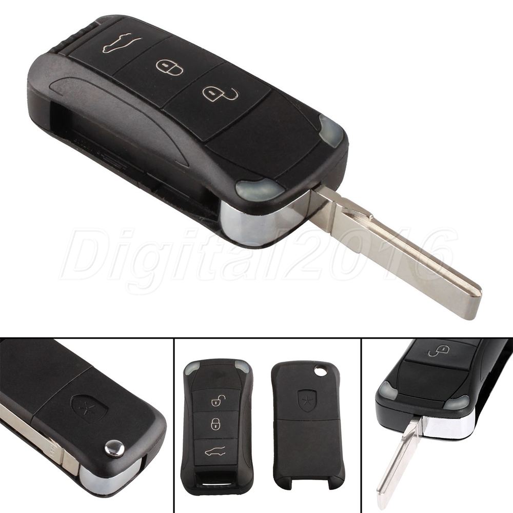 For Porsche Cayenne Remote Folding Car Key Fob Case Shell 3 Buttons