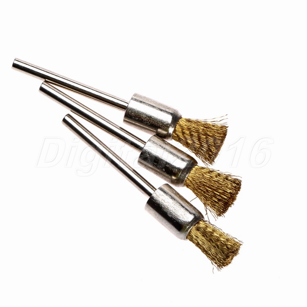 10pc 8mm Brass Wire Drill Polishing Cleaning Brushes 3mm Shank Rotary