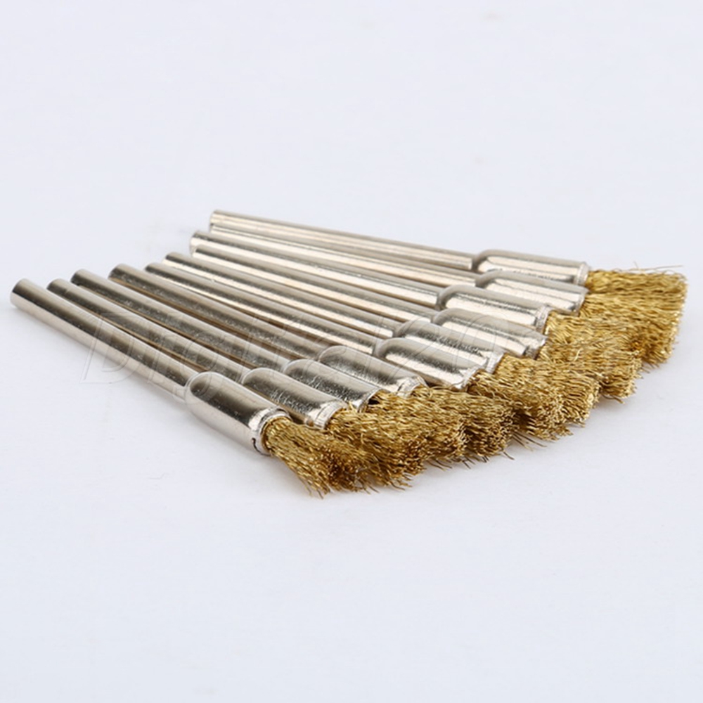 10X Brass Rotary Wire Wheel Pencil Polising Brushes Die Grinder Tool