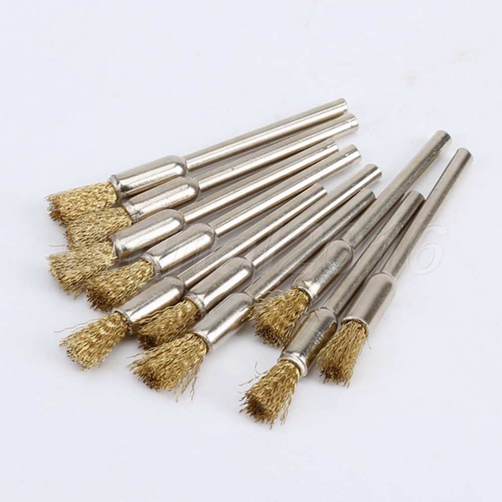 10X Brass Rotary Wire Wheel Pencil Polising Brushes Die Grinder Tool