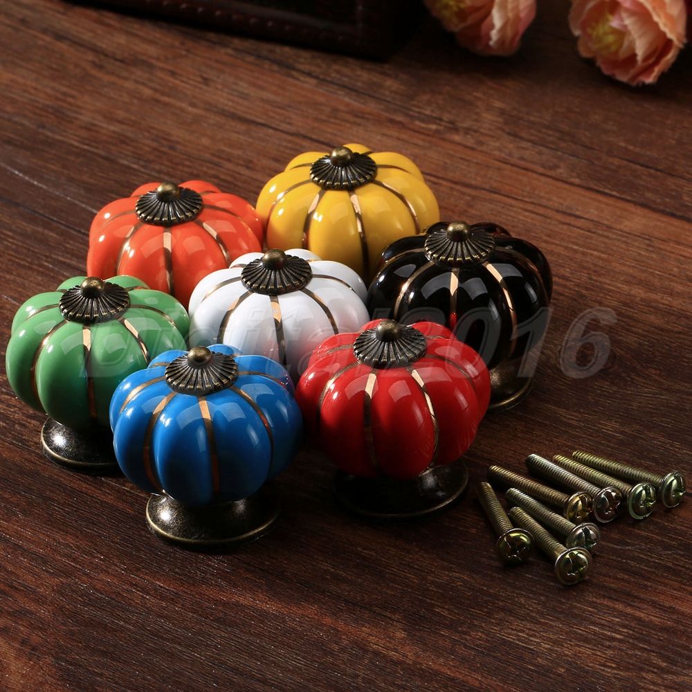 Pumpkins Knobs Ceramic Door Cupboard Wardrobe Furniture Drawer Pull