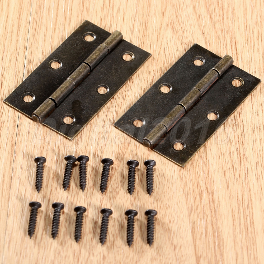 2Pcs 60x38mm Antique Brass Drawer Wood Box Chest Mini Hinges