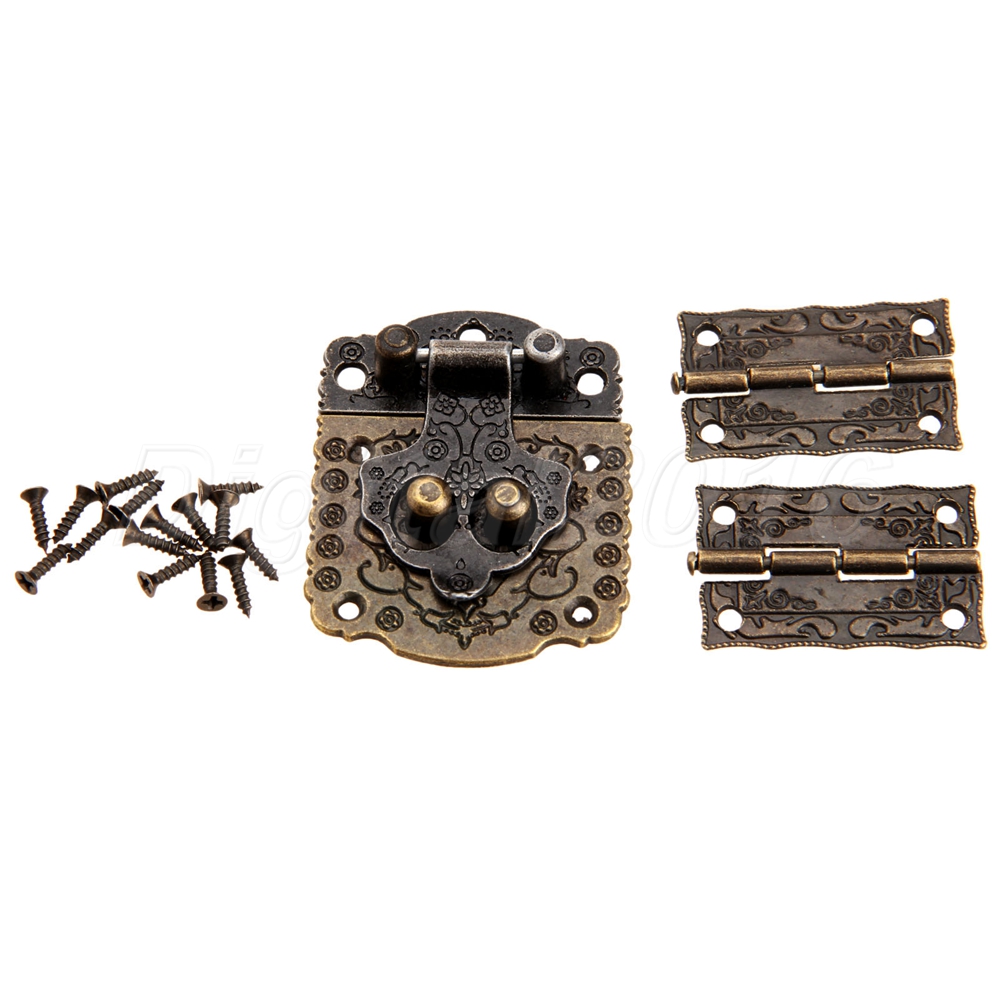 Vintage Embossing Decorative Wooden Case Chest Box Hasps Latch Lock