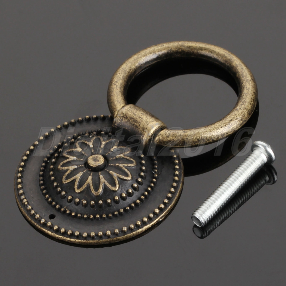 Antique Bronze Knobs Drawer Dresser Door Cupboard Drop Ring