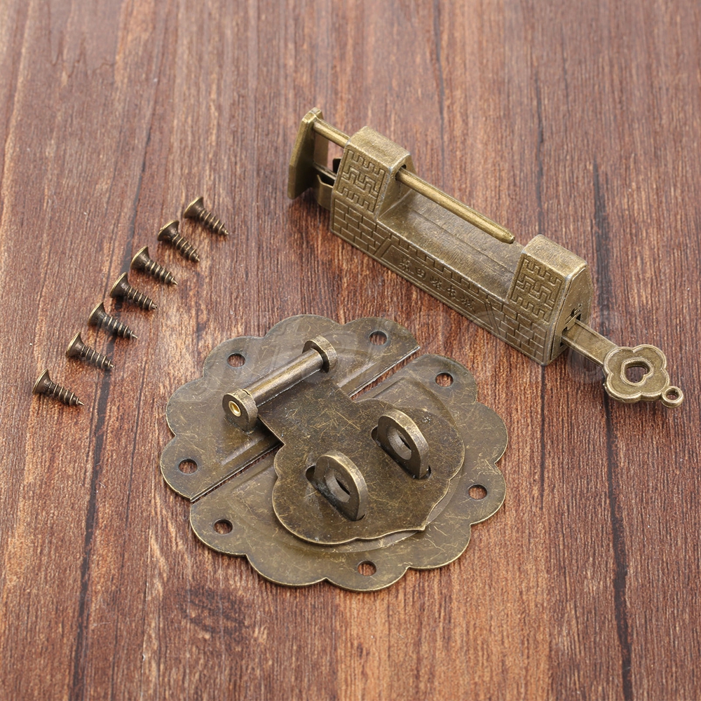 Zinc Alloy Padlock & Box Latch Hasp Catch Set Jewelry Box Chest