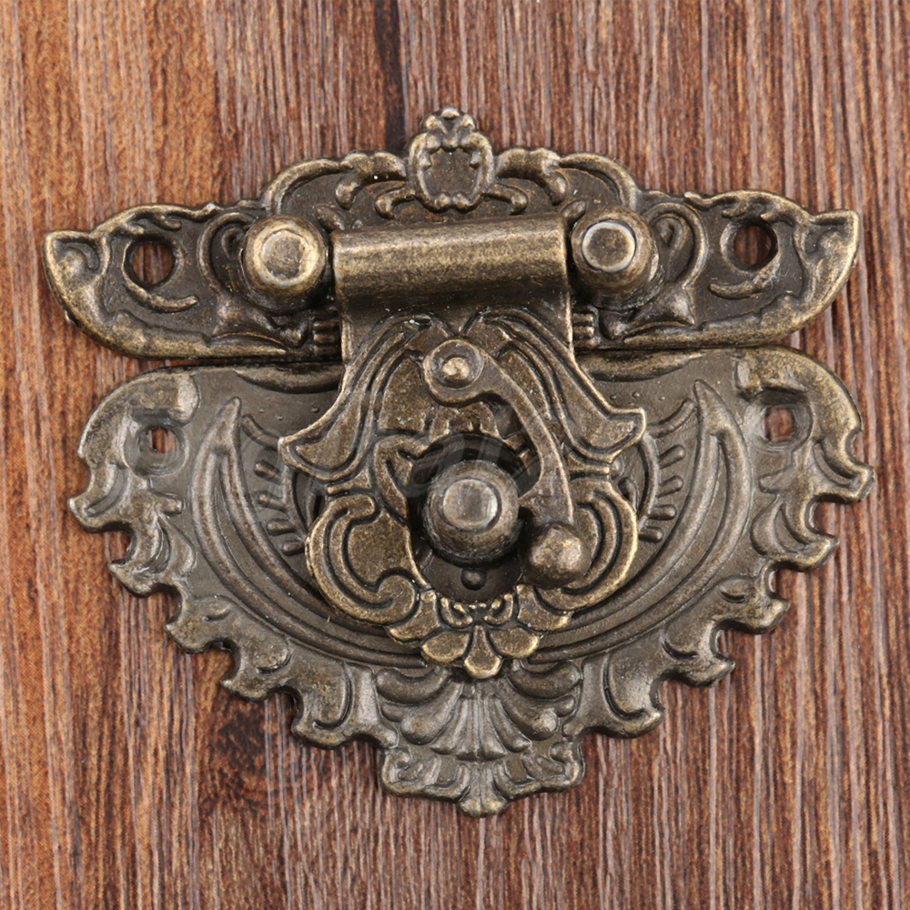 Jewelry Box Clasp Buckle Antique Bronze Carved Chest Toolbox Latch