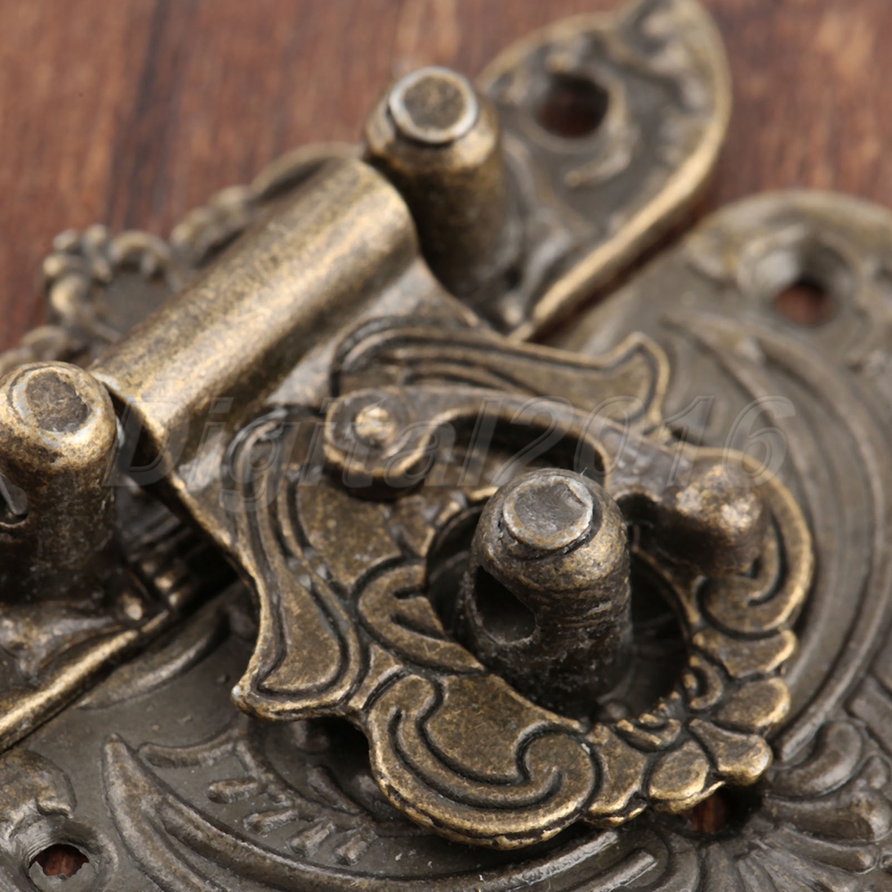 Jewelry Box Clasp Buckle Antique Bronze Carved Chest Toolbox Latch