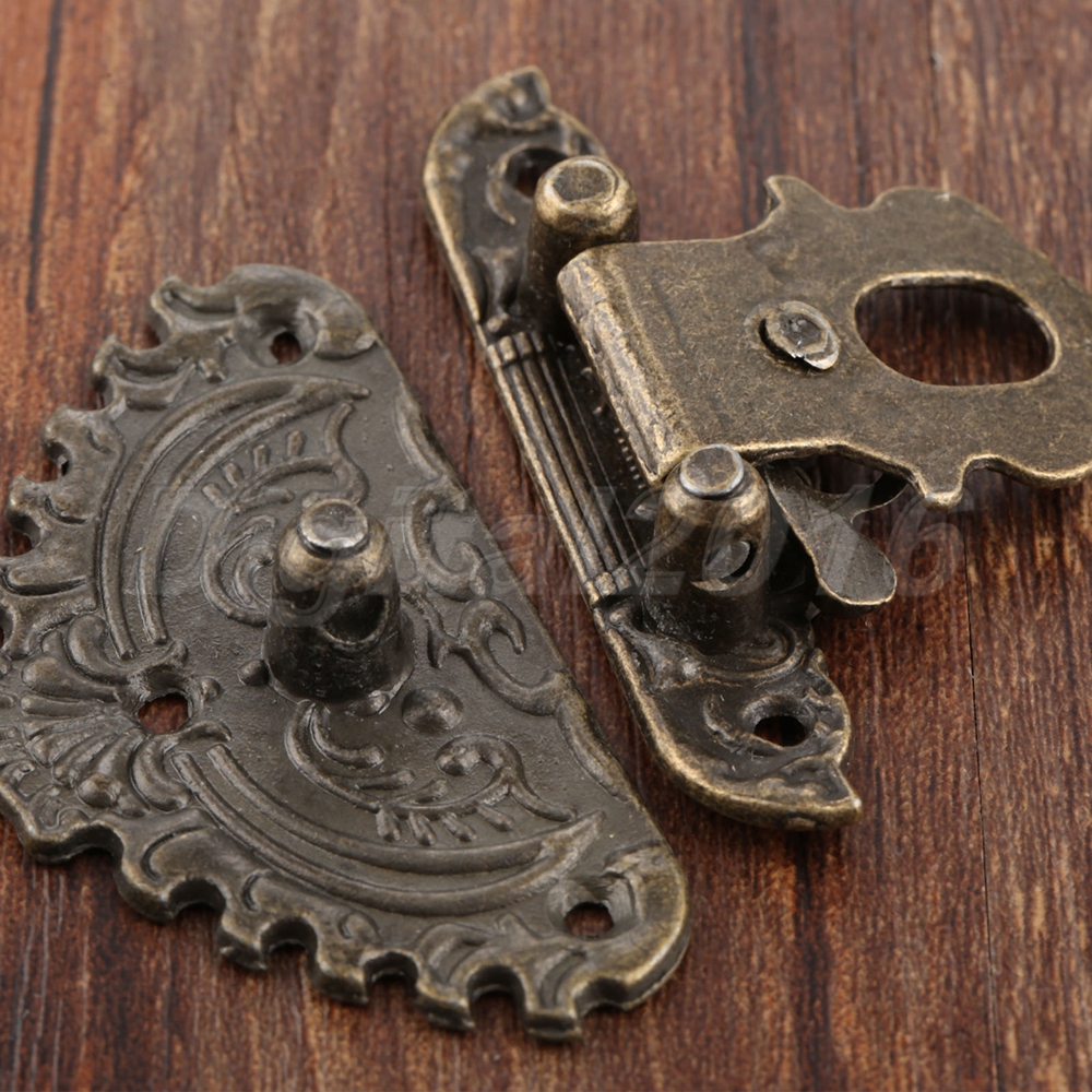 Jewelry Box Clasp Buckle Antique Bronze Carved Chest Toolbox Latch