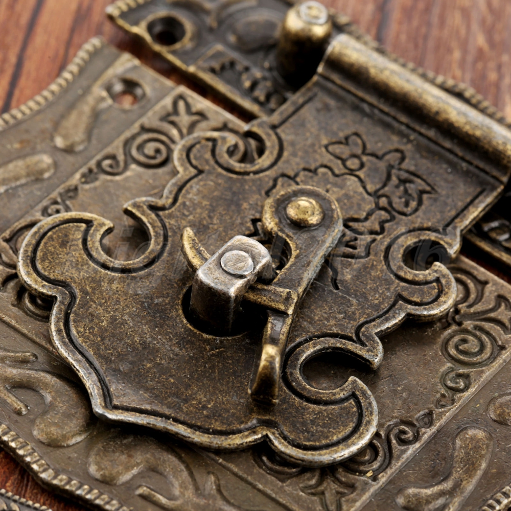 Antique Bronze Jewelry Box Latch Hasp Buckle Toggle Clasp Hook