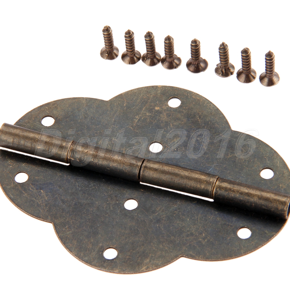 2pcs Antique Bronze Wardrobe Hinges Furniture Door Jewelry Box