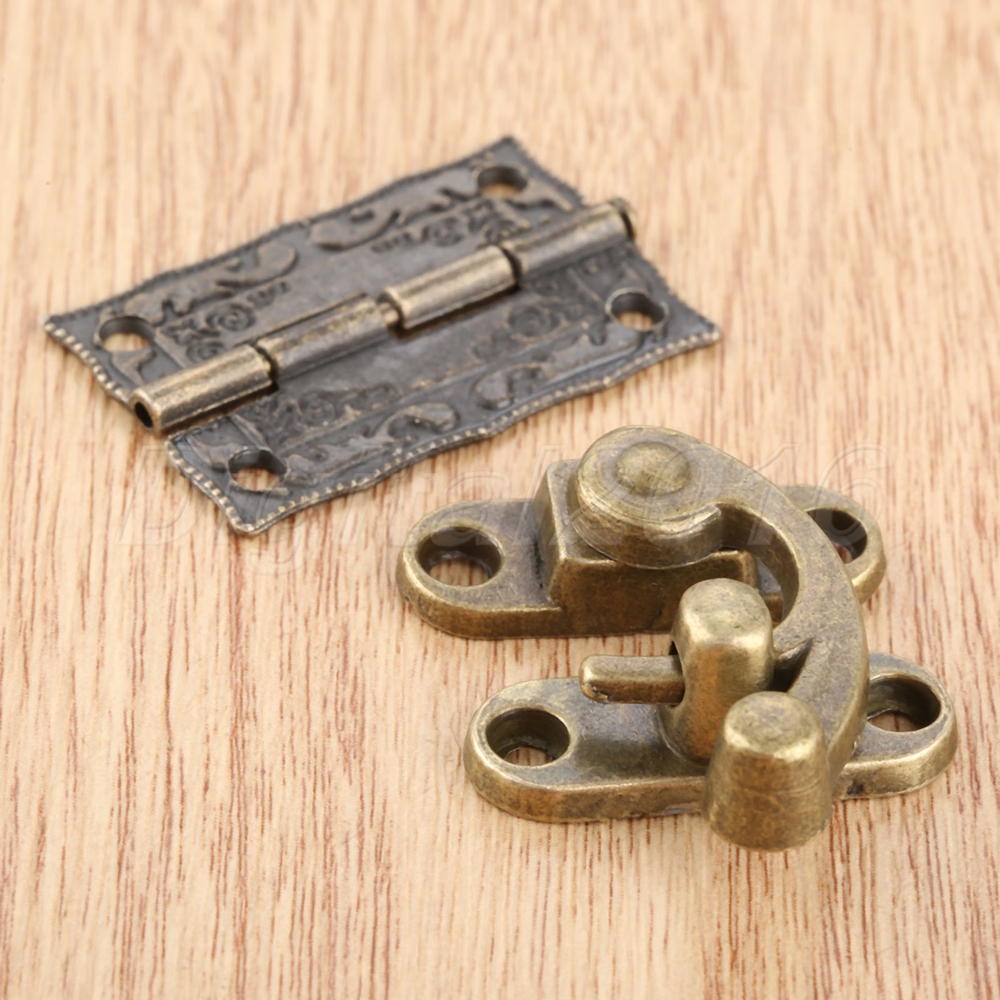 Antique Right Swing Jewelry Box Latch Clasp Trinket w/ 4pc Hinges Set